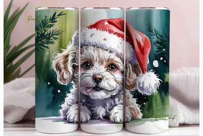 Christmas Dog Santa Hat 20oz Tumbler Sublimation PixelChick 