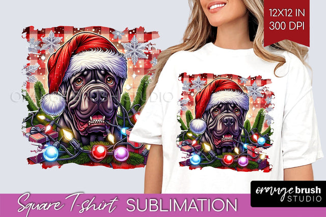 Christmas Dog Square Tshirt PNG Sublimation OrangeBrushStudio 