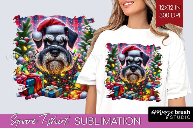 Christmas Dog Square Tshirt PNG Sublimation OrangeBrushStudio 