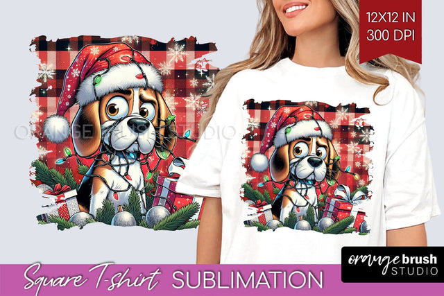 Christmas Dog Square Tshirt PNG Sublimation OrangeBrushStudio 