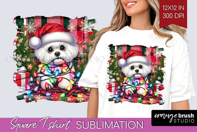 Christmas Dog Square Tshirt PNG Sublimation OrangeBrushStudio 