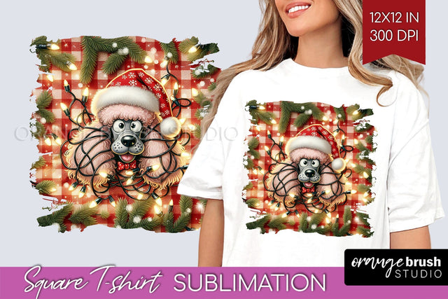 Christmas Dog Square Tshirt PNG Sublimation OrangeBrushStudio 