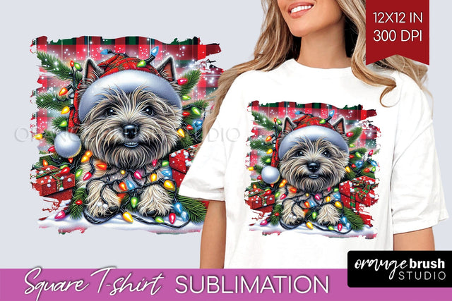 Christmas Dog Square Tshirt PNG Sublimation OrangeBrushStudio 