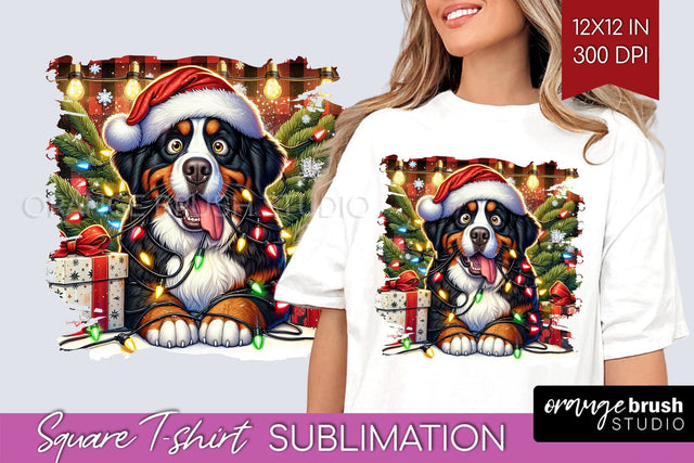 Christmas Dog Square Tshirt PNG Sublimation OrangeBrushStudio 