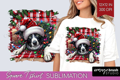 Christmas Dog Square Tshirt PNG Sublimation OrangeBrushStudio 