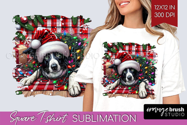 Christmas Dog Square Tshirt PNG Sublimation OrangeBrushStudio 