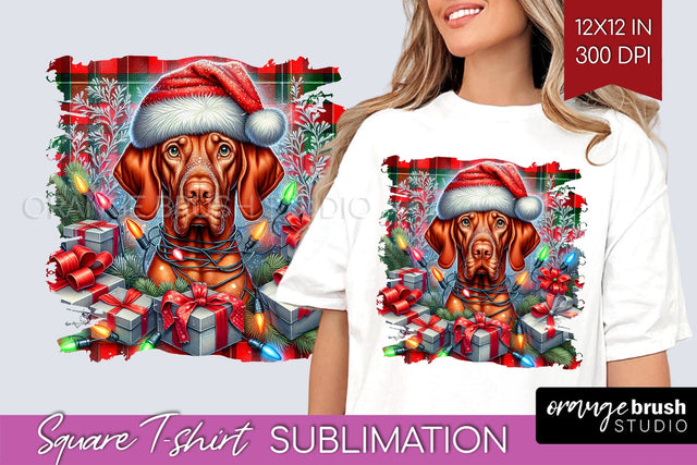 Christmas Dog Square Tshirt PNG Sublimation OrangeBrushStudio 
