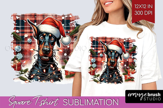 Christmas Dog Square Tshirt PNG Sublimation OrangeBrushStudio 