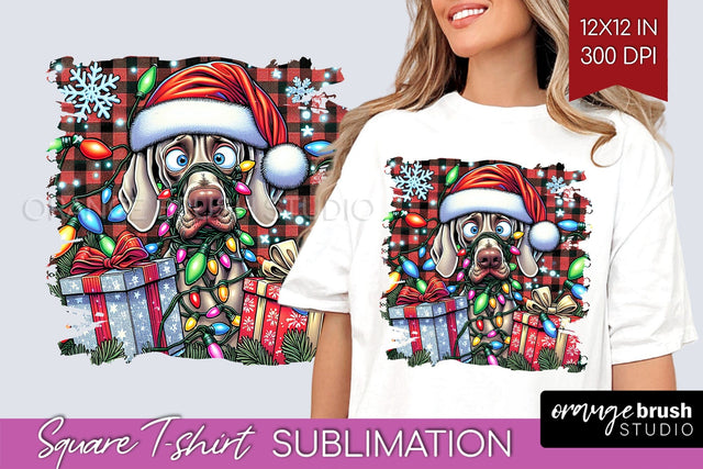 Christmas Dog Square Tshirt PNG Sublimation OrangeBrushStudio 