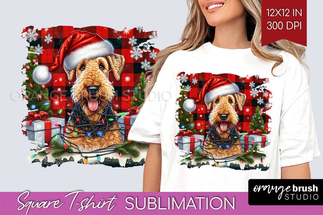 Christmas Dog Square Tshirt PNG Sublimation OrangeBrushStudio 