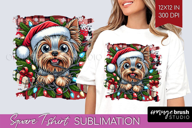Christmas Dog Square Tshirt PNG Sublimation OrangeBrushStudio 