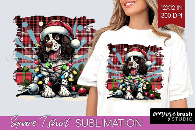 Christmas Dog Square Tshirt PNG Sublimation OrangeBrushStudio 