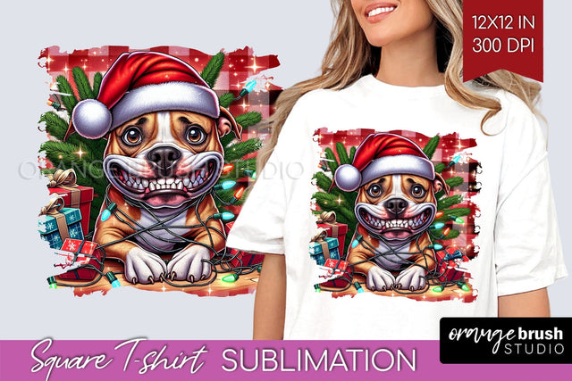 Christmas Dog Square Tshirt PNG Sublimation OrangeBrushStudio 
