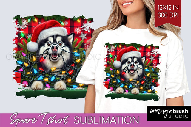 Christmas Dog Square Tshirt PNG Sublimation OrangeBrushStudio 