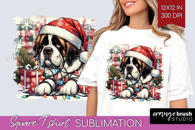 Christmas Dog Square Tshirt PNG Sublimation OrangeBrushStudio 