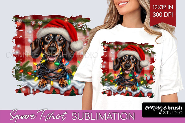 Christmas Dog Square Tshirt PNG Sublimation OrangeBrushStudio 