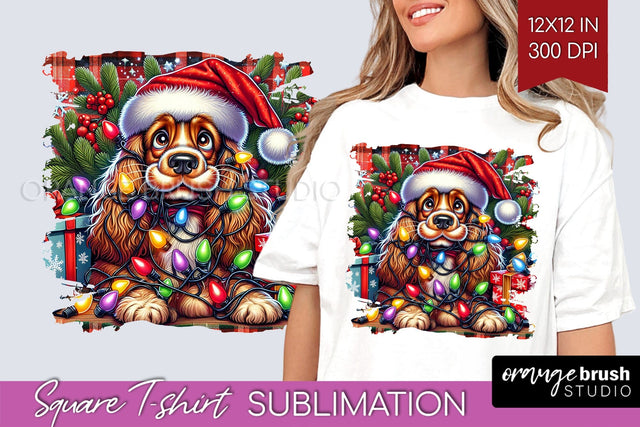 Christmas Dog Square Tshirt PNG Sublimation OrangeBrushStudio 