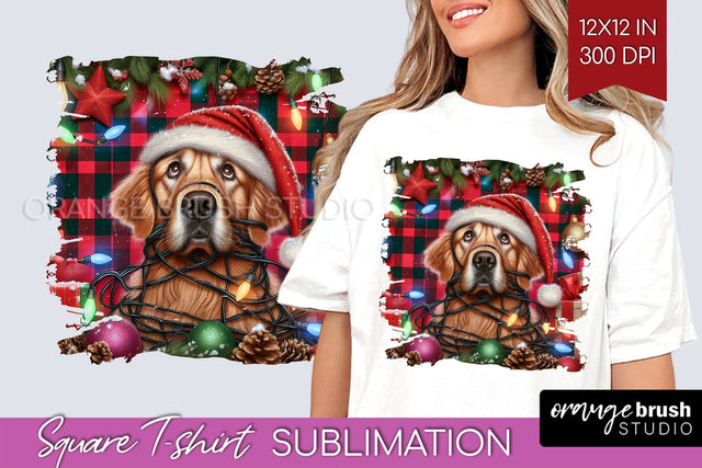 Christmas Dog Square Tshirt PNG Sublimation OrangeBrushStudio 