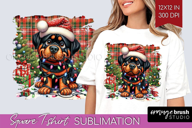 Christmas Dog Square Tshirt PNG Sublimation OrangeBrushStudio 