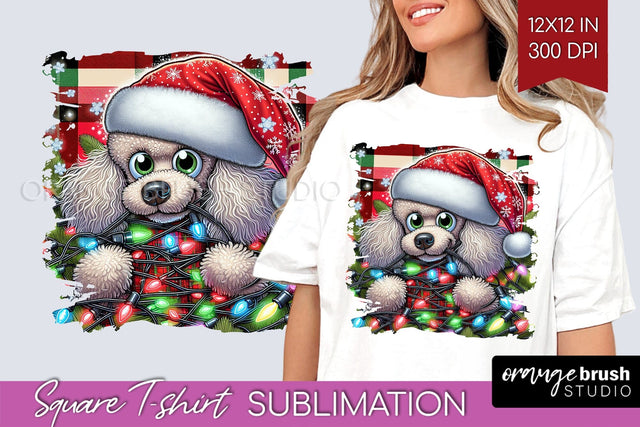 Christmas Dog Square Tshirt PNG Sublimation OrangeBrushStudio 