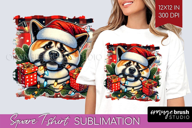 Christmas Dog Square Tshirt PNG Sublimation OrangeBrushStudio 