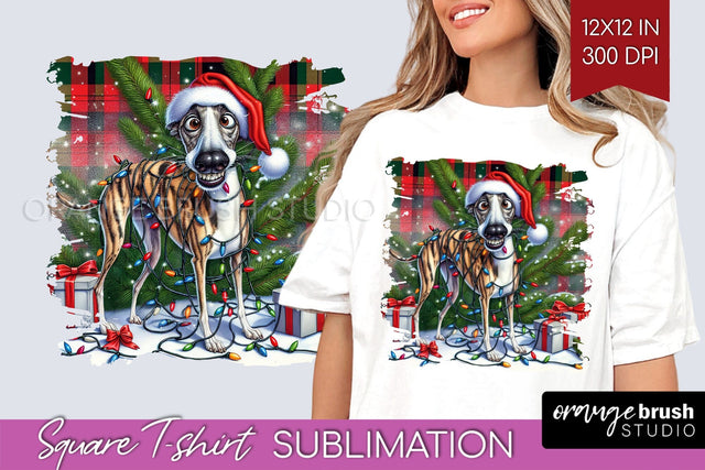 Christmas Dog Square Tshirt PNG Sublimation OrangeBrushStudio 