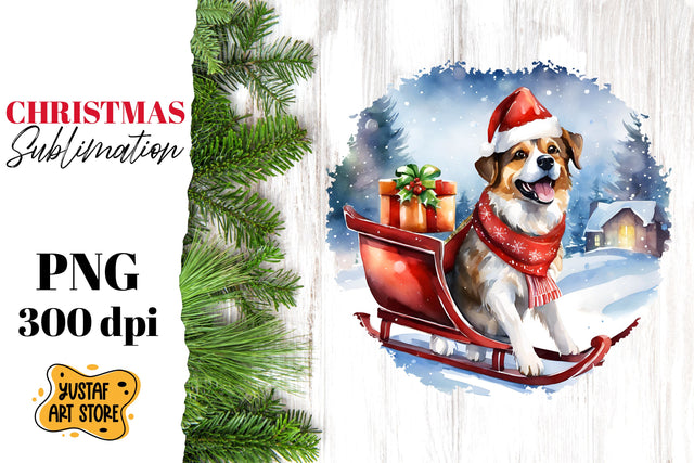 Christmas dog sublimation design. funny dog illustration Sublimation Yustaf Art Store 