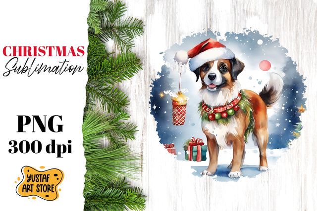 Christmas dog sublimation design. funny dog illustration Sublimation Yustaf Art Store 