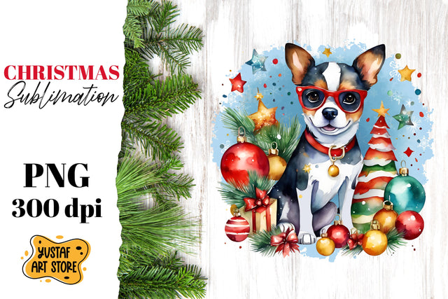 Christmas dog sublimation design. funny dog illustration Sublimation Yustaf Art Store 