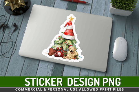 Christmas dog & tree Stickers Design Sublimation Regulrcrative 
