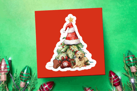 Christmas dog & tree Stickers Design Sublimation Regulrcrative 