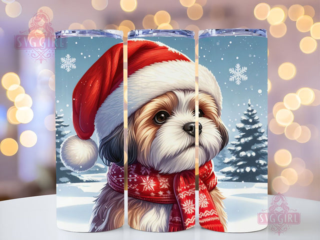 Christmas Dog Tumbler Wrap Sublimation 20oz Skinny Straight Tumbler Wrap Sublimation SvggirlplusArt 