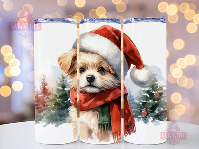 Christmas Dog Tumbler Wrap Sublimation 20oz Skinny Straight Tumbler Wrap Sublimation SvggirlplusArt 