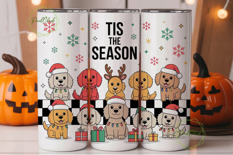 Christmas Dogs 20oz Tumbler Wrap Sublimation PixelChick 