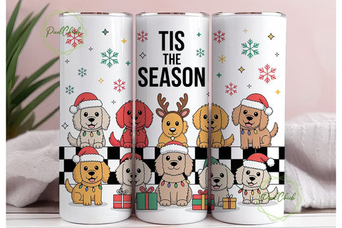 Christmas Dogs 20oz Tumbler Wrap Sublimation PixelChick 
