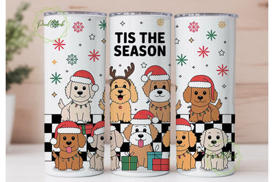 Christmas Dogs 20oz Tumbler Wrap Sublimation PixelChick 