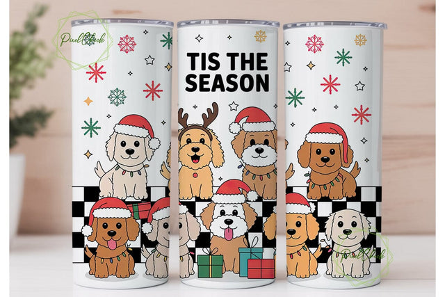 Christmas Dogs 20oz Tumbler Wrap Sublimation PixelChick 