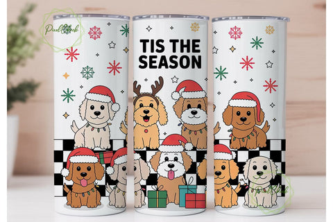 Christmas Dogs 20oz Tumbler Wrap Sublimation PixelChick 