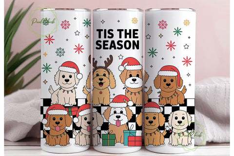 Christmas Dogs 20oz Tumbler Wrap Sublimation PixelChick 