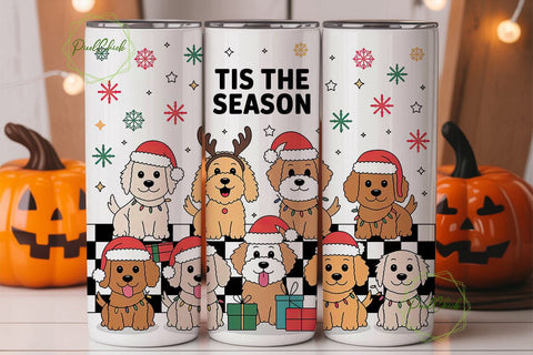 Christmas Dogs 20oz Tumbler Wrap Sublimation PixelChick 