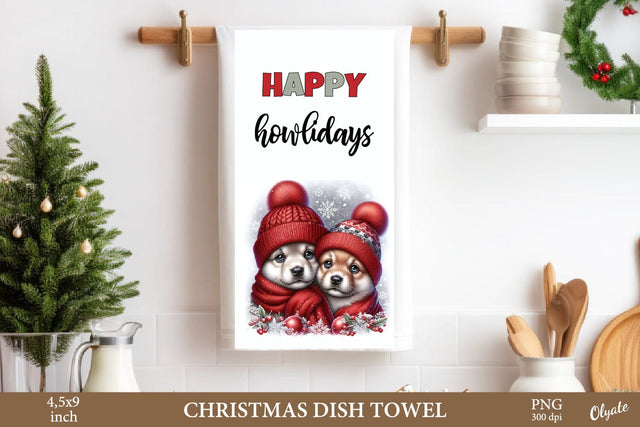 Christmas Dogs Dish Towel PNG. Christmas Dish Towel PNG Sublimation Olga Terlyanskaya 