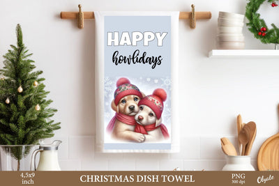 Christmas Dogs Dish Towel PNG. Christmas Dish Towel Sublimation Olga Terlyanskaya 