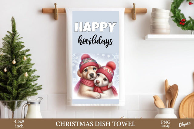 Christmas Dogs Dish Towel PNG. Christmas Dish Towel Sublimation Olga Terlyanskaya 