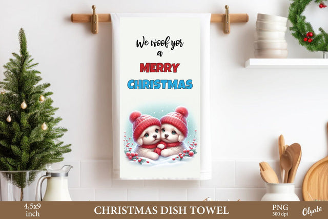 Christmas Dogs Dish Towel PNG. Christmas Dog Quote Sublimation Olga Terlyanskaya 