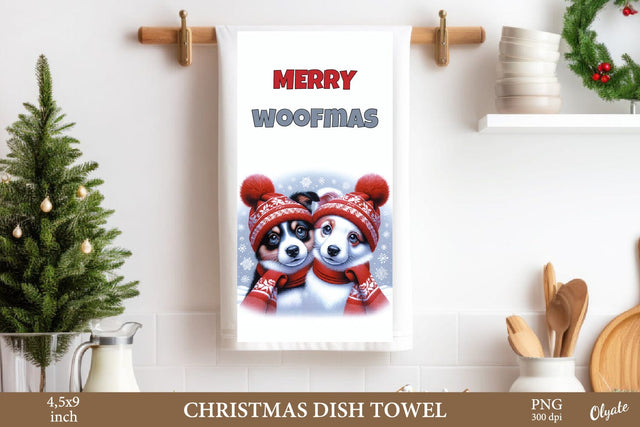 Christmas Dogs Dish Towel PNG. Christmas Dog Sublimation Sublimation Olga Terlyanskaya 