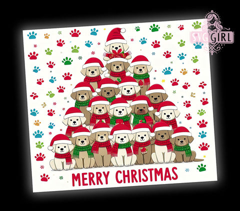 Christmas Dogs, Merry Christmas, Tumbler Wrap, PNG Design, Sublimation Art, Holiday Drinkware, Dog Lover Gifts, Festive Decor Sublimation SvggirlplusArt 