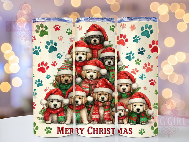 Christmas Dogs, Merry Christmas, Tumbler Wrap, PNG Design, Sublimation Art, Holiday Drinkware, Dog Lover Gifts, Festive Decor Sublimation SvggirlplusArt 
