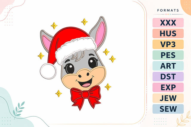 Christmas Donkey Appliqué Embroidery Design For Machine Embroidery/Applique DESIGNS sg embroidery 