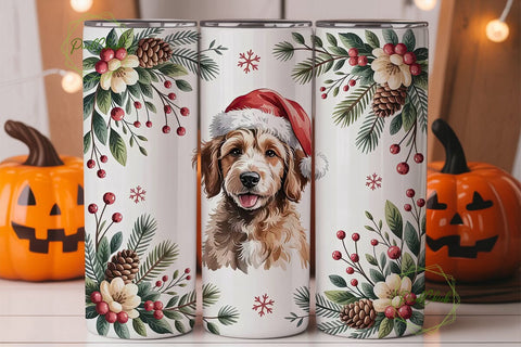 Christmas Doodle Dog 20oz Tumbler Design Sublimation PixelChick 