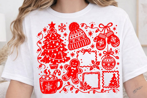 Christmas Doodle Red Coquette PNG Design SVG DesignDestine 